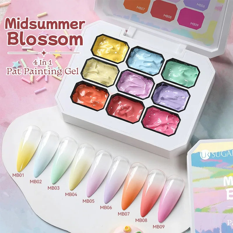 4 in 1 16 Grid Pat Painting Gel Nail Polish Gradient Effect Nail Art Salon Design Long-Lasting Creamy Texture Smooth Application Zpaxo 9 Palace Grid 02