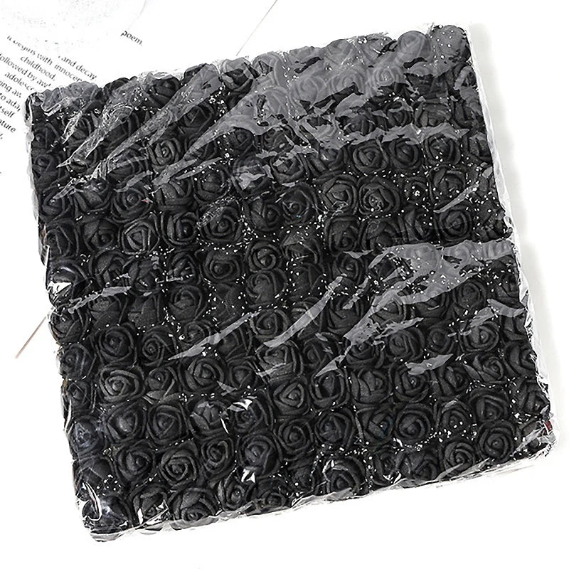 Mini Foam Rose Flower Bouquet Artificial Roses Wedding Party Zpaxo Black