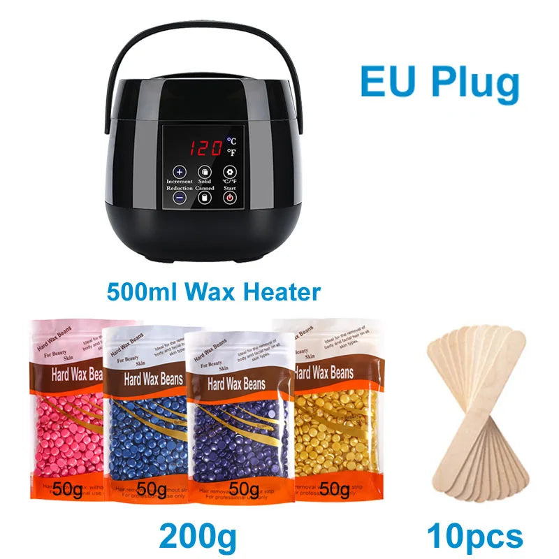 500ML Wax Heater For Hair Removal Wax Melting Warmer Pot with LCD Temperature Display Hard Wax Melter Professional Tool Zpaxo 045-B-EU-200g
