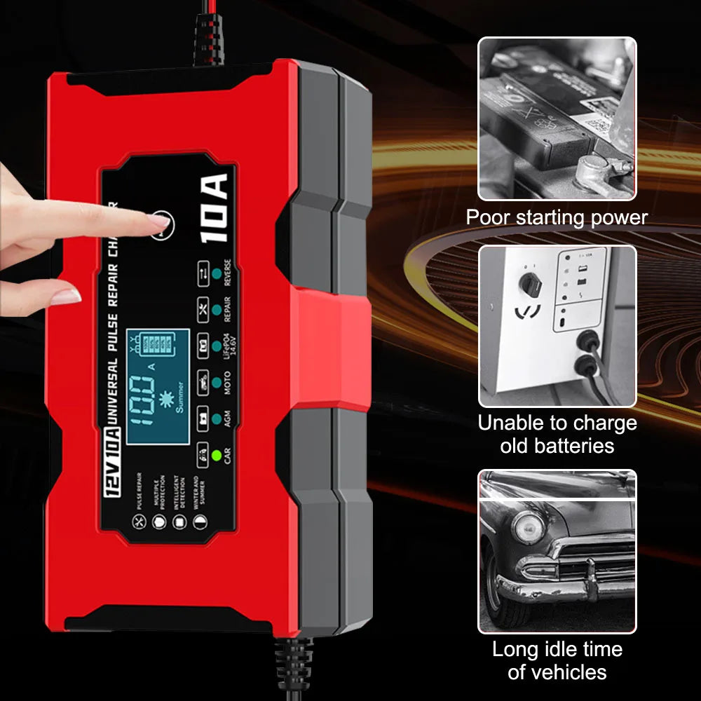 Digital LCD Display Car Battery Charger Pulse Repair Smart Charging