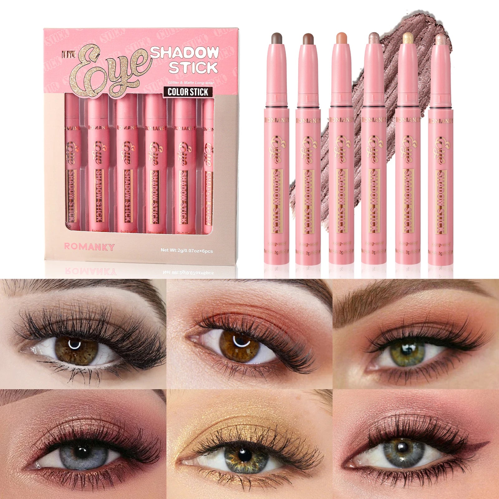 Matte Effect Eyeshadow Stick Natural Long-lasting Multi-purpose Shiny Zpaxo