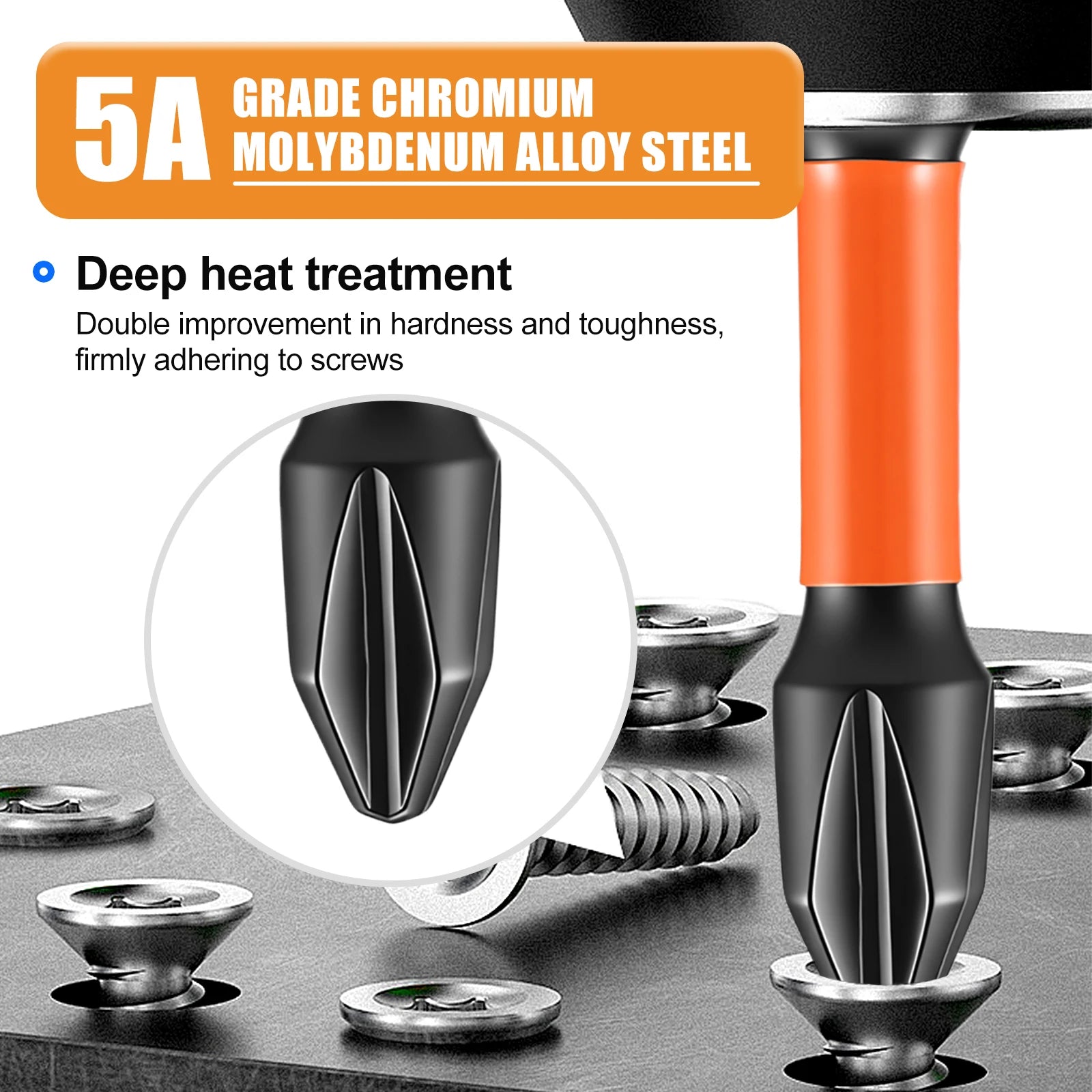 7pcs Cross Head Screwdriver Bit 25-150mm Magnetic Impact Driver Bit Chromium Molybdenum Steel 1/4 Inch Hex Shank for Screw Power Zpaxo