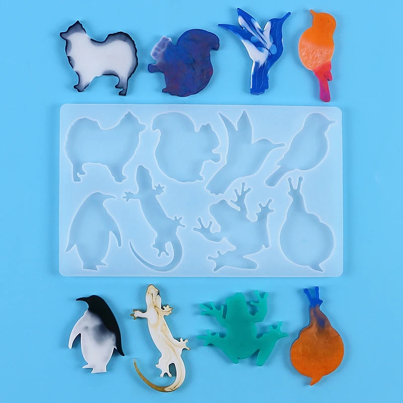 Marine Terrestrial Animals Silicone Keychain Mold DIY Amphibians Pendant Necklace Jewelry Craft Making Epoxy Resin Mould Zpaxo