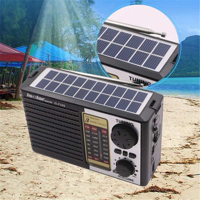 Wireless Bluetooth Speaker LED Flashlight FM AM SW Radio Solar