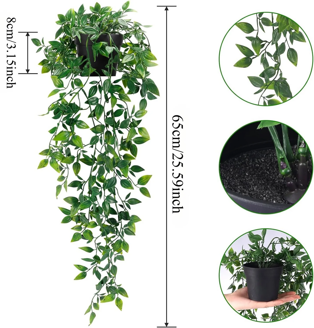 Artificial Hanging Plants Set – String of Pearls, Ivy & Fern