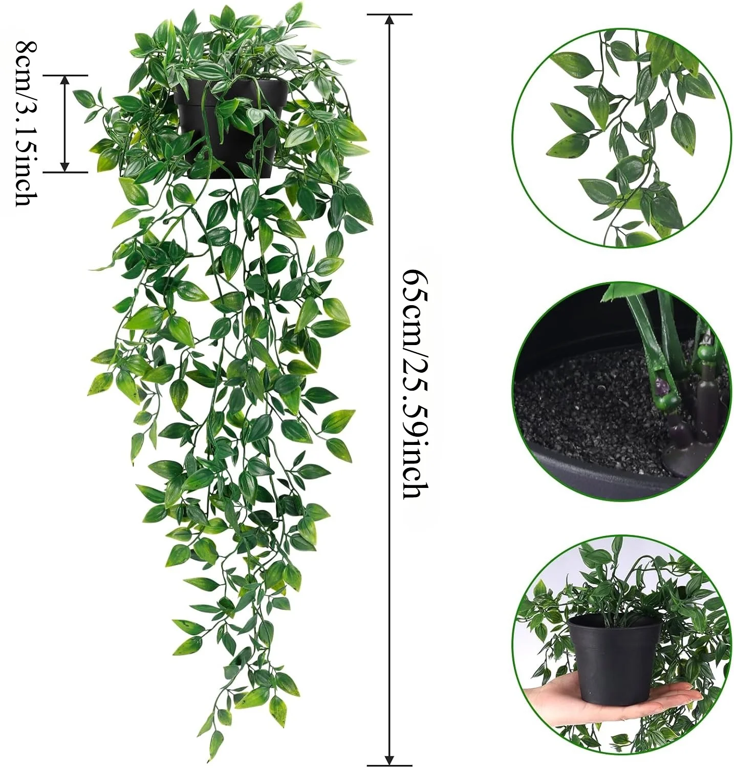 Artificial Hanging Plants Set – String of Pearls, Ivy & Fern