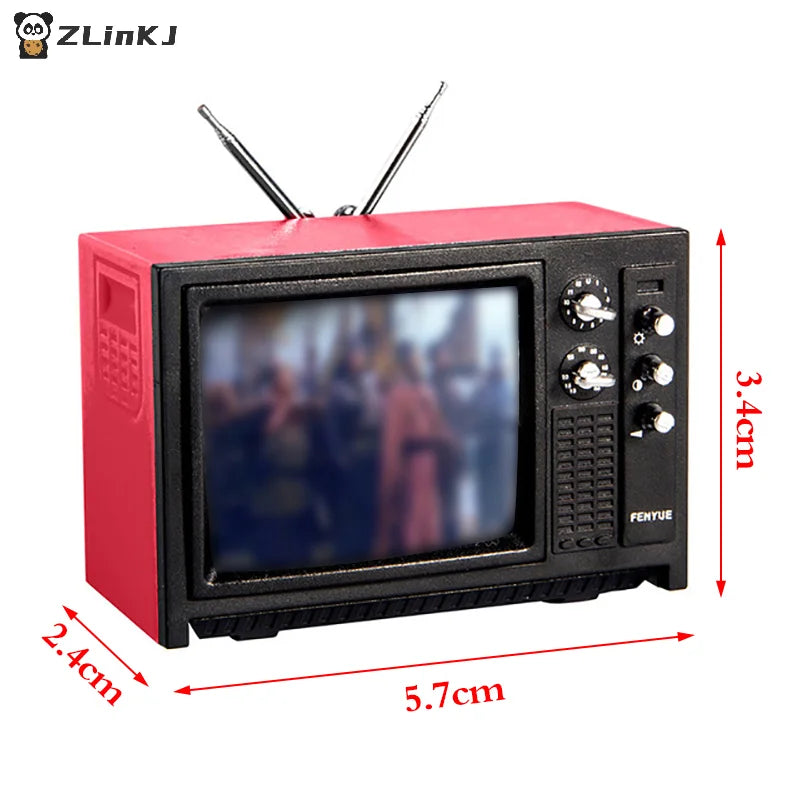 ▶1Pcs Mini Retro TV Miniature Ornaments DollHouse Toy Ornaments Zpaxo
