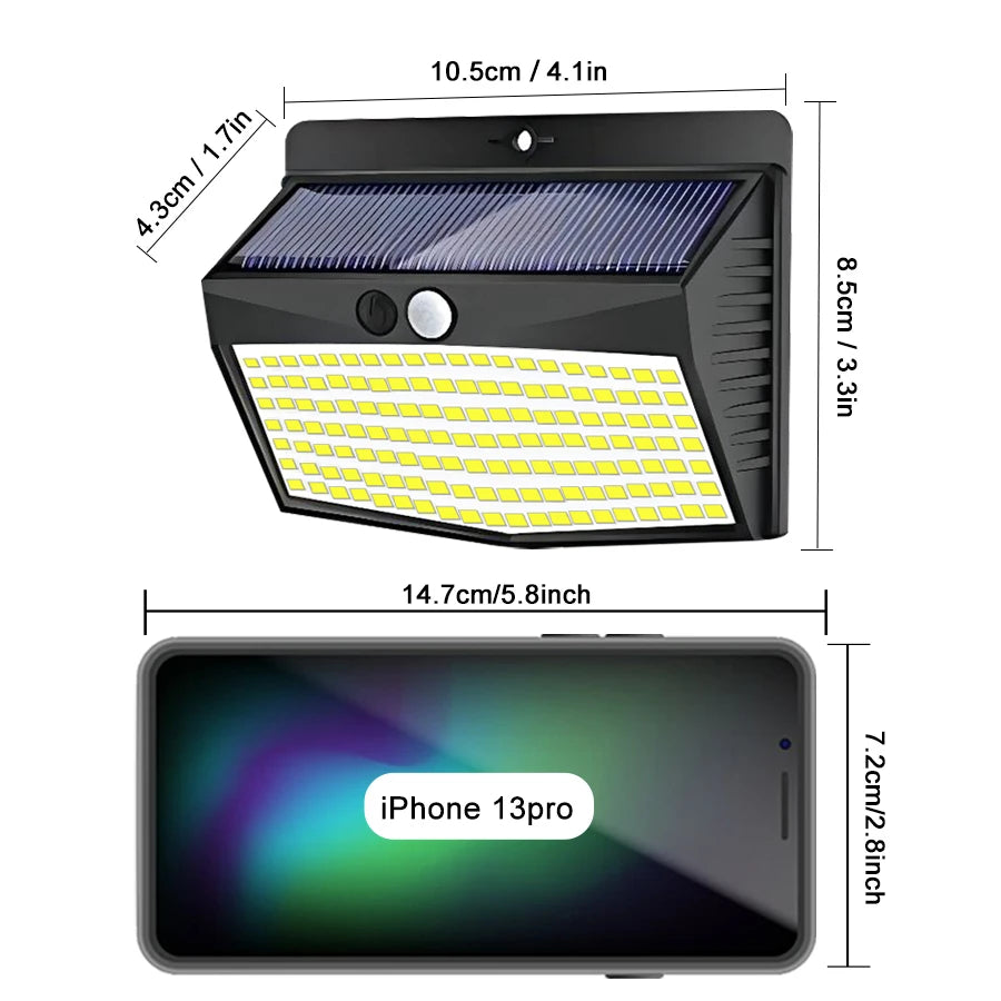 138/468/238 LED Solar Light Outdoor Waterproof For Garden Powered Sunlight Street Wall Light Security Lighting 3 Mode Zpaxo