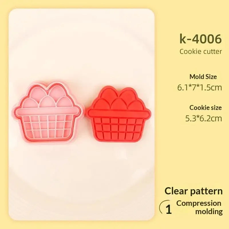 1/4Pcs Easter Rabbit Biscuit Mold Plastic Bunny Egg Cookie Cutter Stamp Embosser Easter Party Fondant Cake Baking Decoration Zpaxo A4