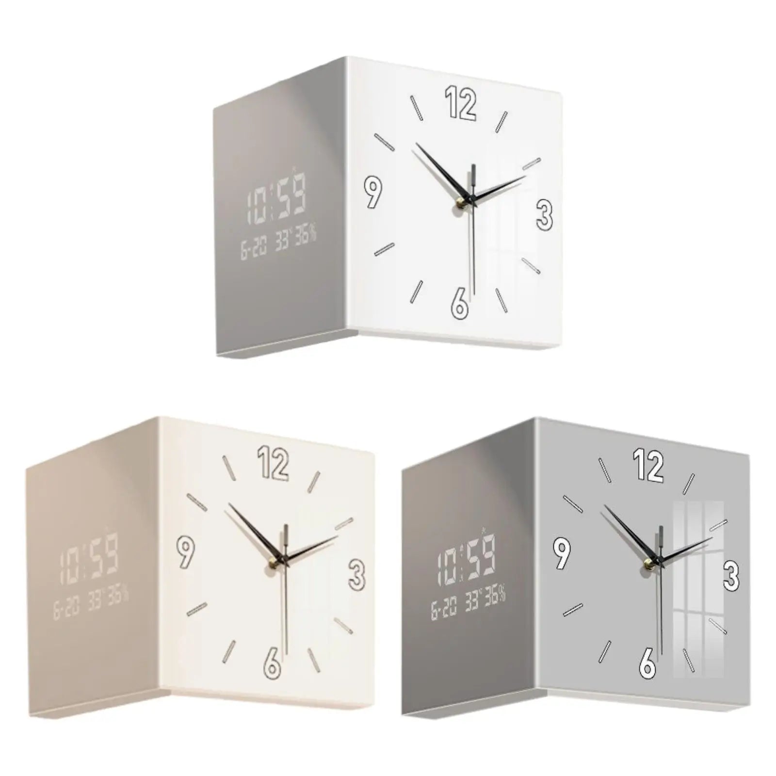 Double-sided Corner Clock Modern Minimalist Calendar Electronic Night Zpaxo