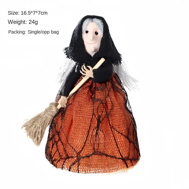 Halloween Broom Witch Exquisite Broom Puppet - Party Dress up - Horror and Cute Halloween Props for Indoor and Courtyard Zpaxo Orange M