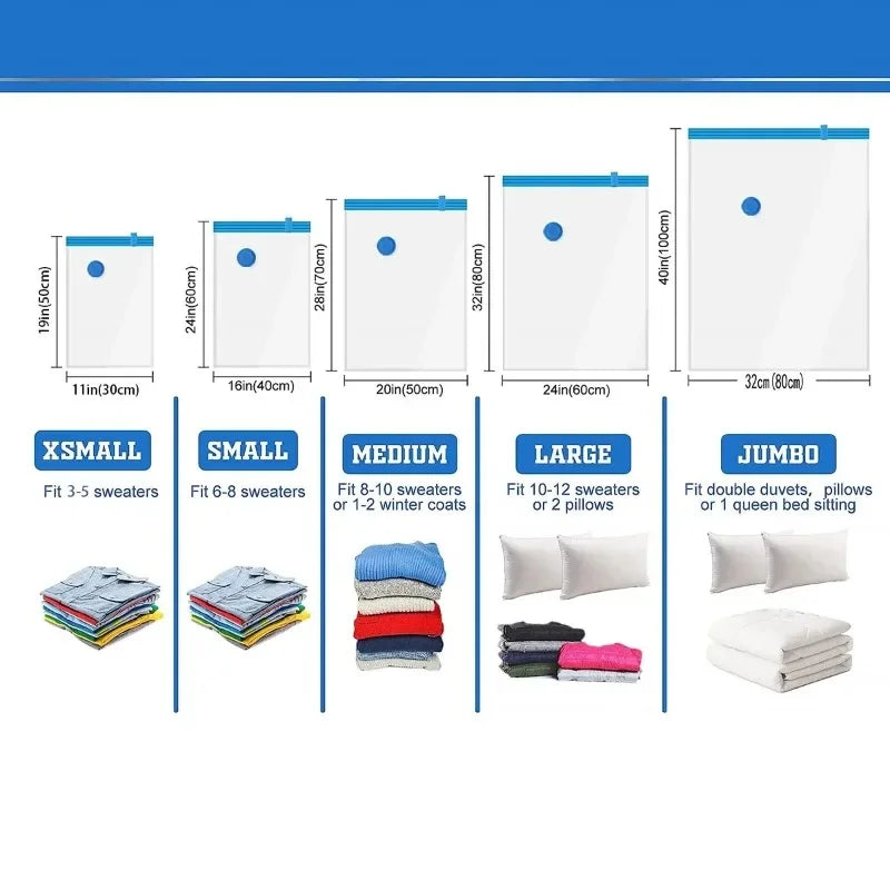 Vacuum Bag With Valve or Pump for Clothes Storing Large Plastic Compression Empty Bag Travel Accessories Storage Container Zpaxo