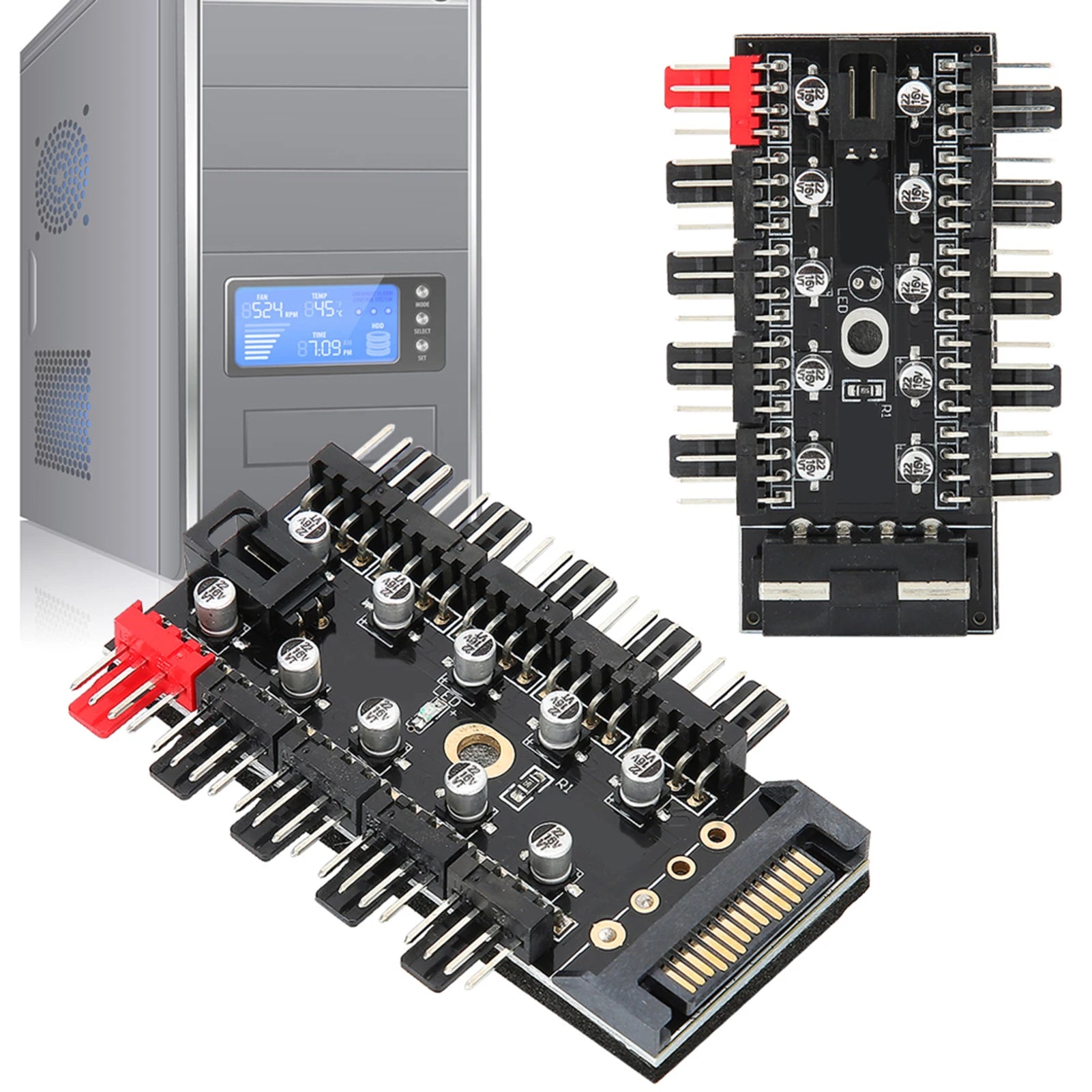 CPU Cooling Hub Chassis Fan Computer Tempreture Regulator 4pin Case