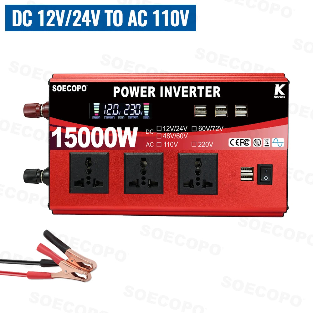 15000W All-in-one Power Inverter DC 12V 24V 48V 60V 72V AC 110V 220V