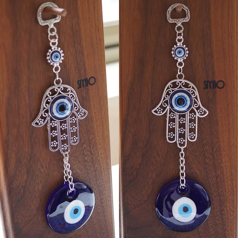 1 Devil's Eye Pendant Palm Alloy Blue Glass Garden Decorative Craft