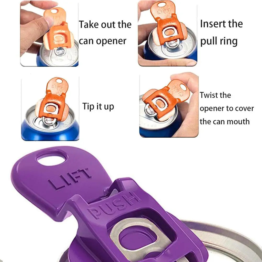 6/12Pcs Hole Multicolor Beverage Drink Opener Plastic Mini Simple Beverage Bottle Opener Dustproof Easy Pull Kitchen Accessories Zpaxo