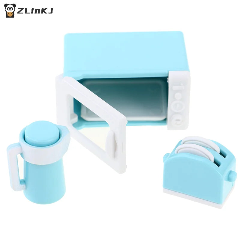 ▶1Set 1:12 Dollhouse Mini Microwave Bread Maker Kettle Kit Kitchen Cookware Toy Zpaxo