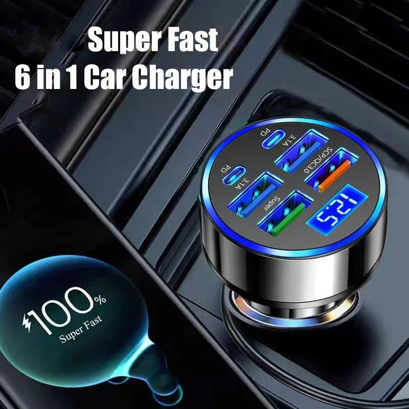 UYUXIO 1 USB C Car Phone Charger Adapter Voltage Display Fast Charge