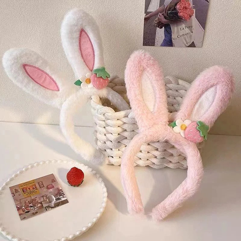 Rabbit Ear Headband Hat Strawberry Flower Bunny Hair Band Happy Zpaxo