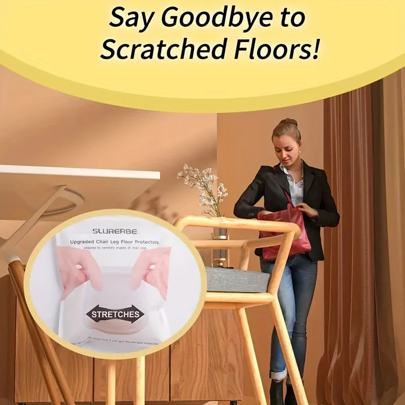 Non-slip Clear Chair Leg Covers Felt Round Floor Protectors