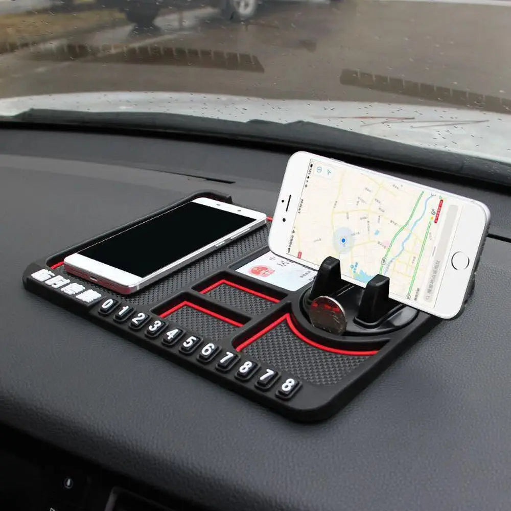 Parking Car Interior Anti-skid Pad 4-in-1 Number Card Auto Phone Zpaxo