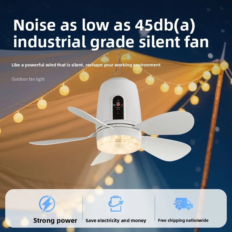 2026 Solar Ceiling Fan Light Remote Control Silent IP65 Waterproof Zpaxo
