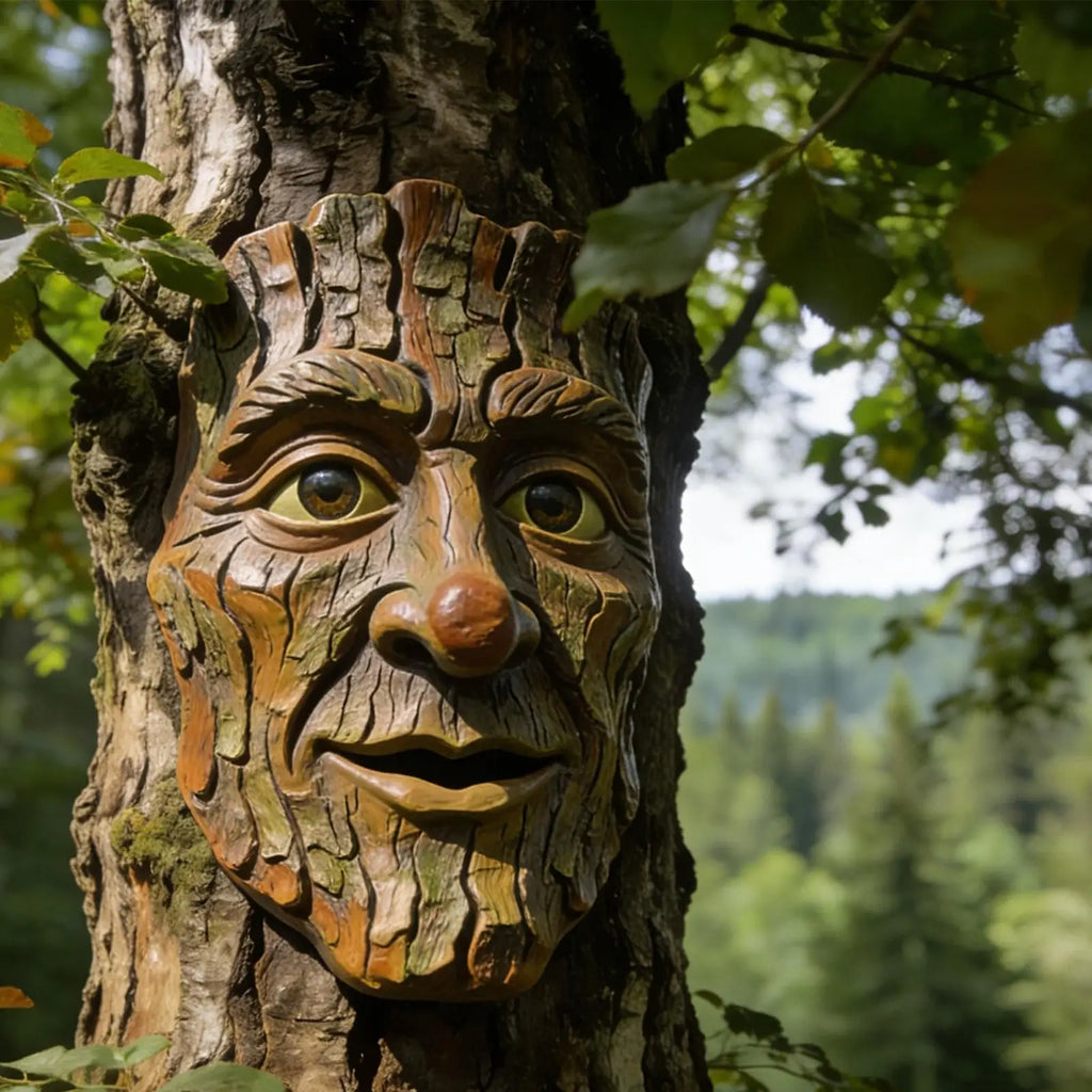Tree Faces Decor Outdoor Resin Old Man Face Statue Yard Art Garden