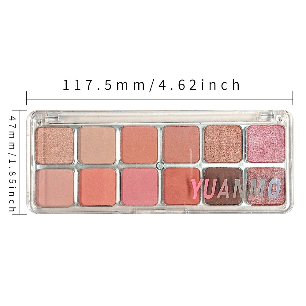 12-color pink eyeshadow palette - matte and shiny versions, suitable for both day and night, for dates and commutes, pink makeup Zpaxo