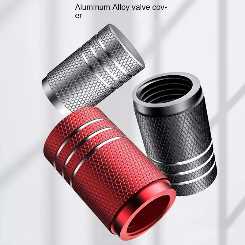 4-Pack Aluminum Knurled Tire Valve Stem Caps – Universal Fit