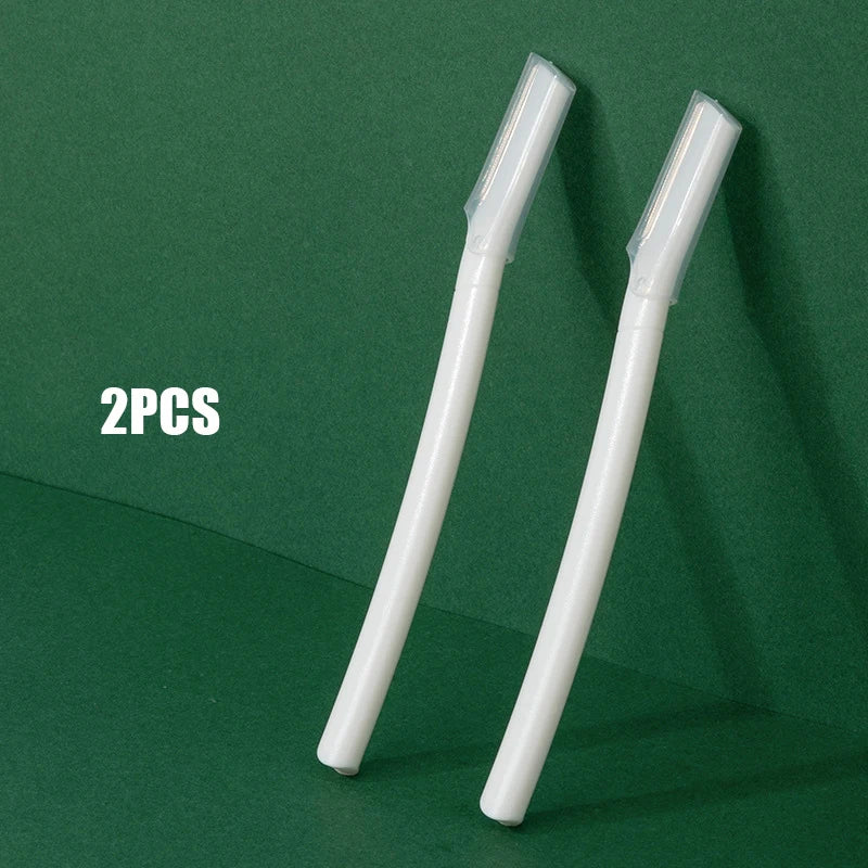 2pcs Trimming Knife Eyebrow Razor Eyebrow Trimmer Safe Anti-scratch Eyebrow Shaving Tool Facial Razor Beginner Beauty Tool Set Zpaxo 2pcs Withe Long