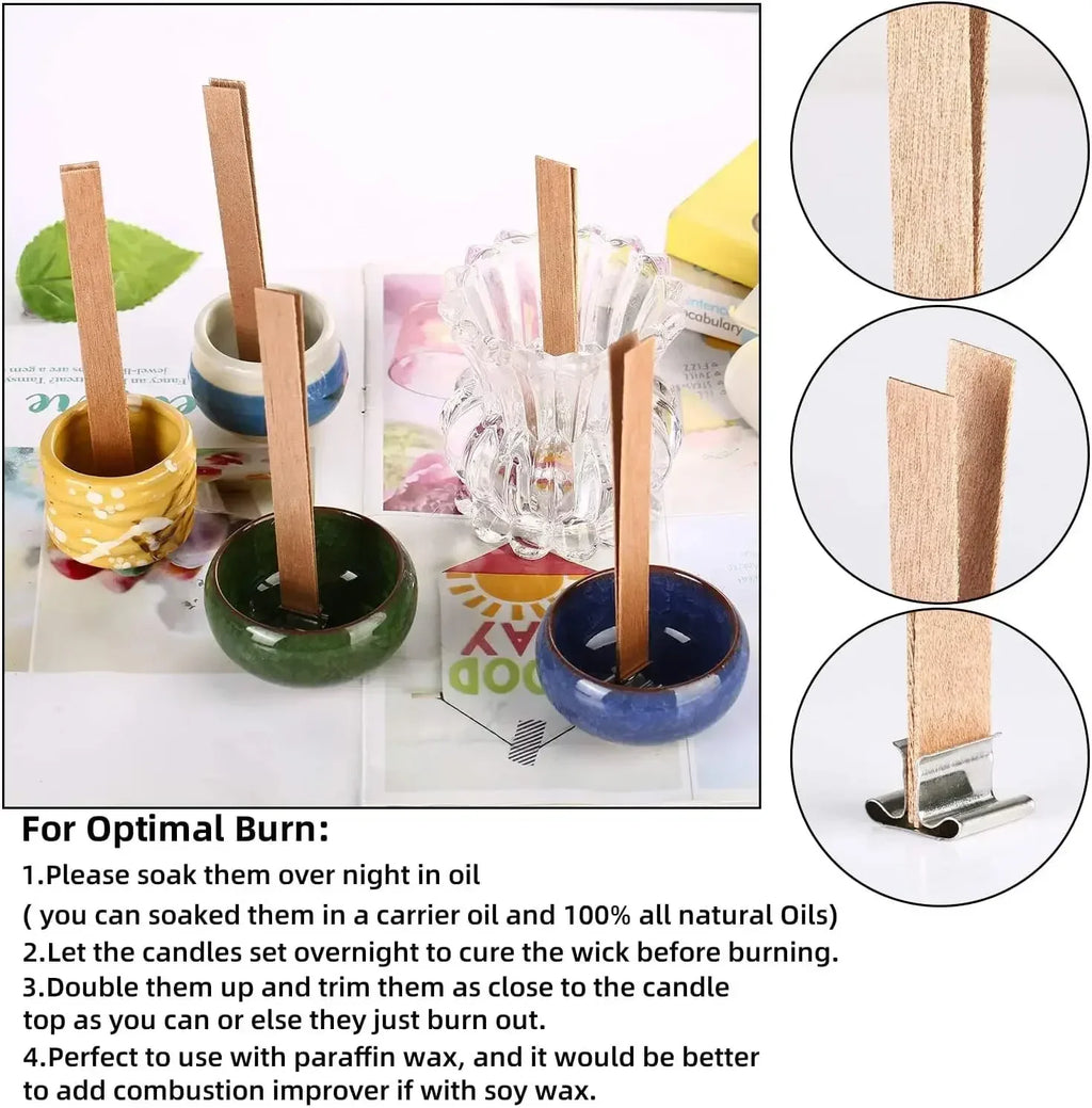 Handmade Soy Wax Candles Wooden Wicks DIY Aromatic Single Wick Design