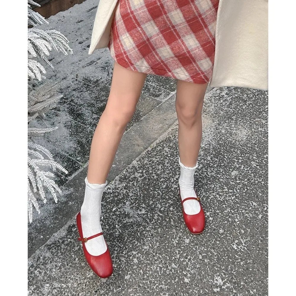 2025 Spring Women Mary Jane Shoes Fashion Square Toe Shallow Slip