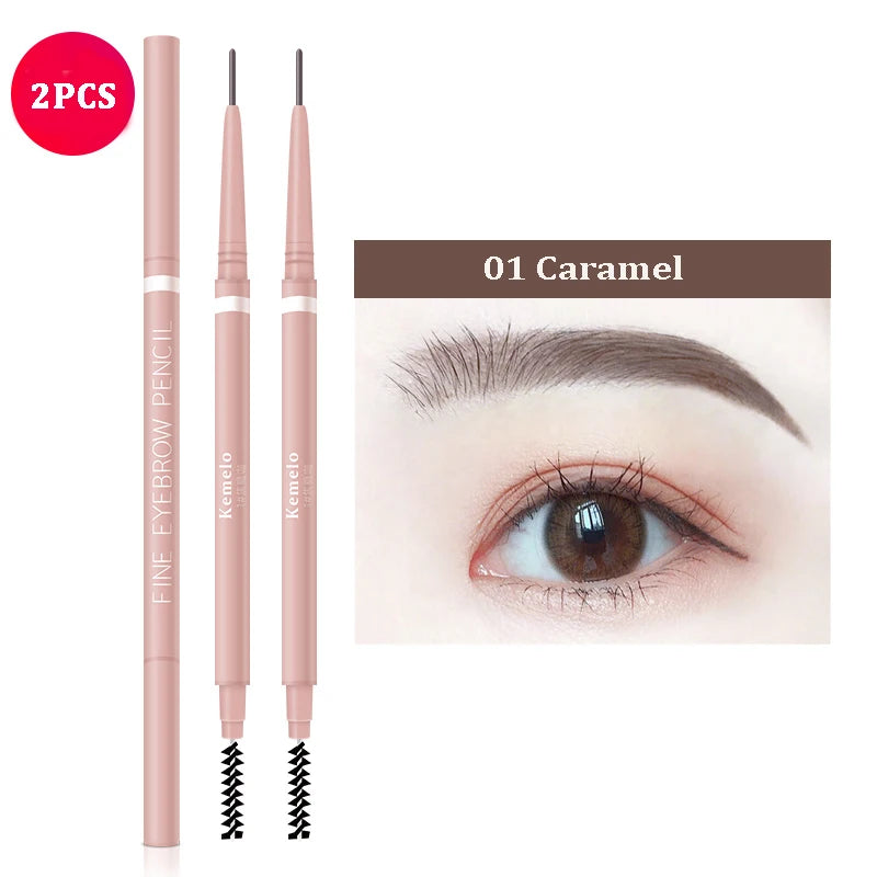 Ultra Fine Double-ended Eyebrow Pencil Waterproof Long Lasting Zpaxo 01 Caramel-2Pc