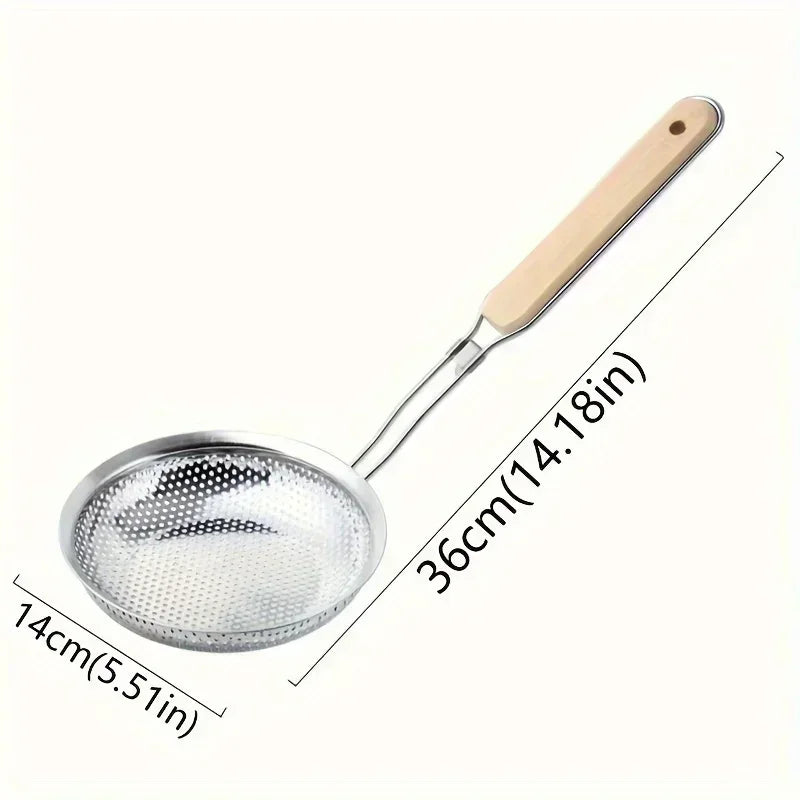 Fine Mesh Skimmer Spoon – Stainless Steel & Wooden Handle Mesh Skimmer Spoon Zpaxo