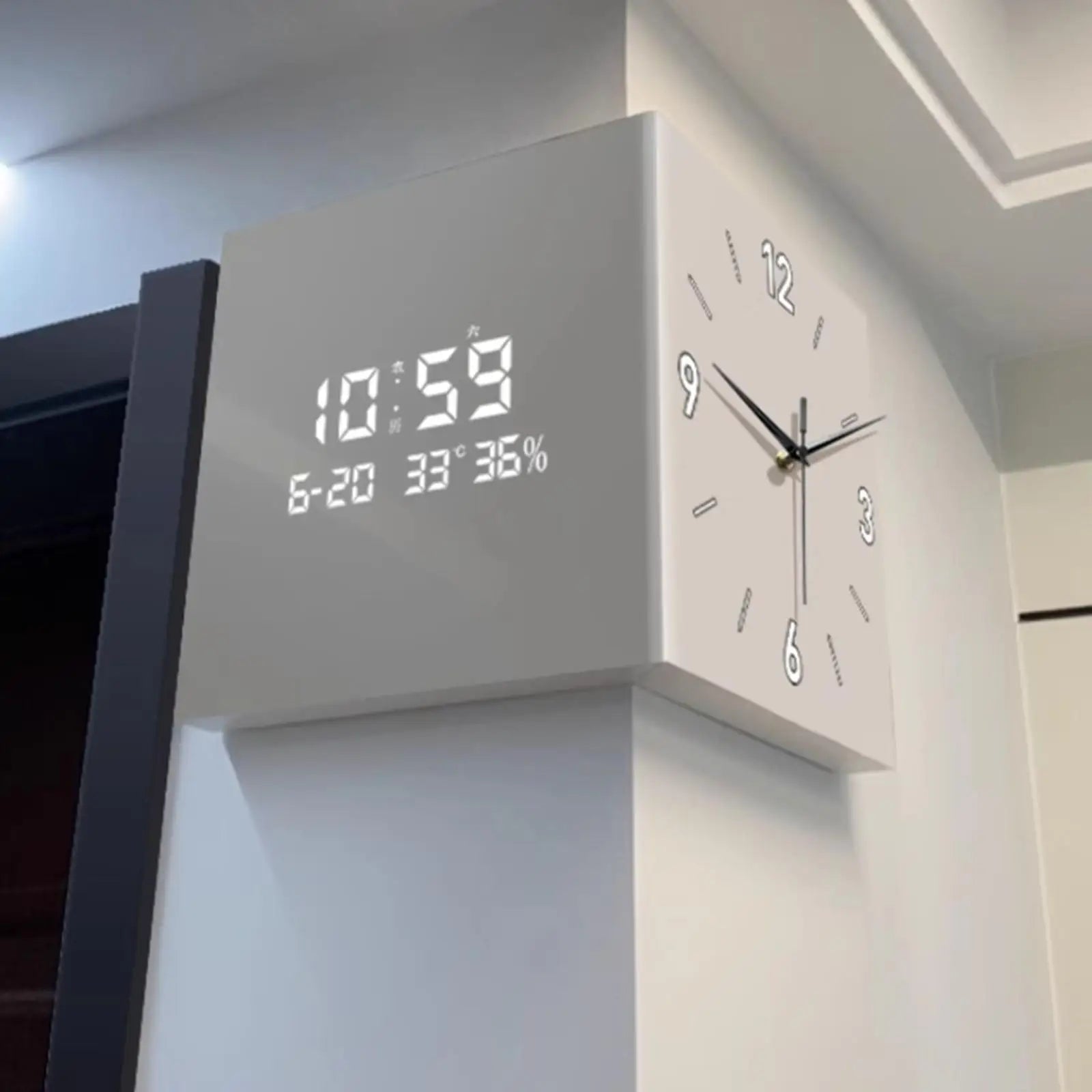 Double-sided Corner Clock Modern Minimalist Calendar Electronic Night Zpaxo