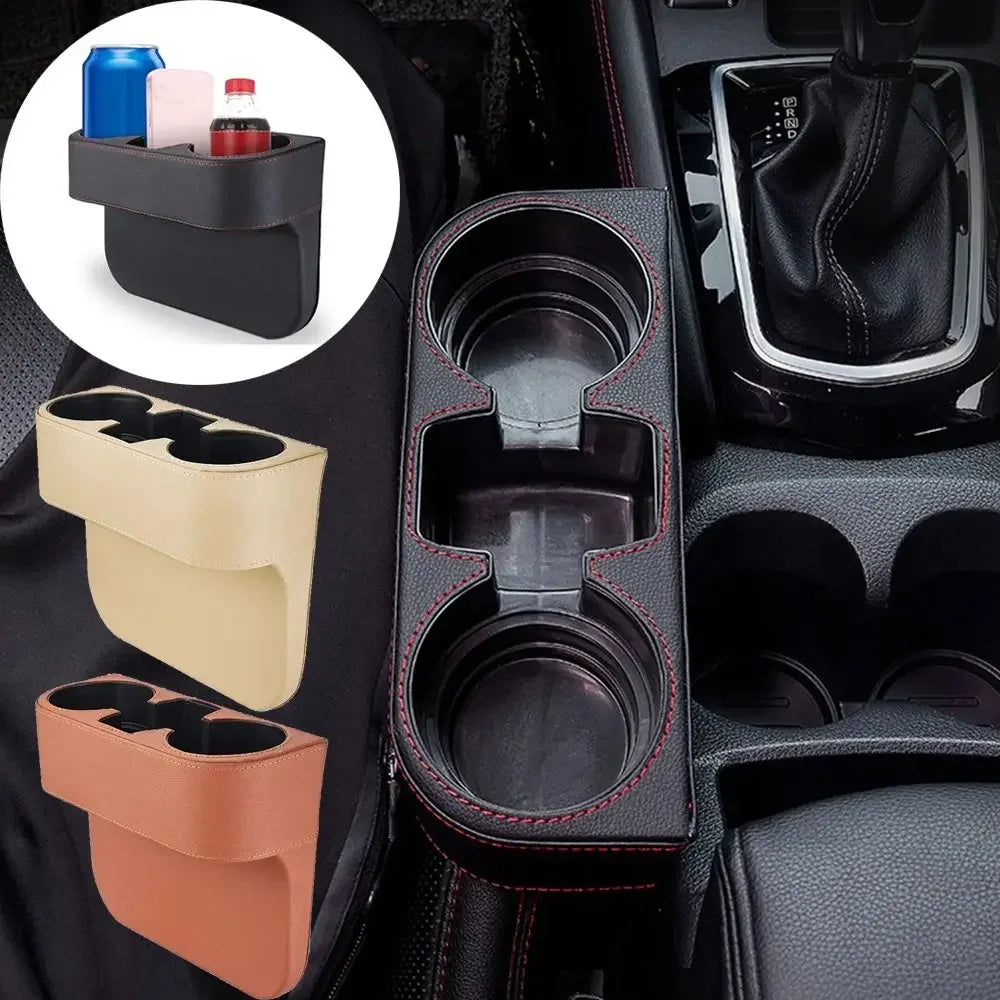 PU Leather Car Cup Holder Portable Slotted Seat Gap Organizer Tray Zpaxo