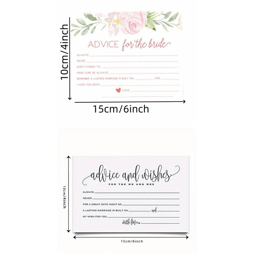50Pcs Advice For The Bride Cards Advice and Wishes Cards for Wedding Bridal Shower Receptions Engagement Party Games Zpaxo