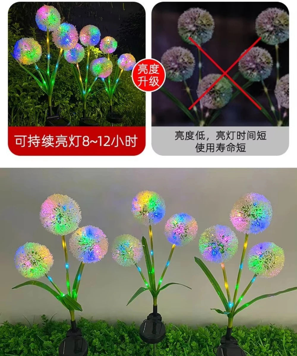 Outdoor Waterproof Solar Light Multiple Color Bulb Dandelion Ground Light for Outdoor Garden Villa Decoration Lawn Lamp Zpaxo