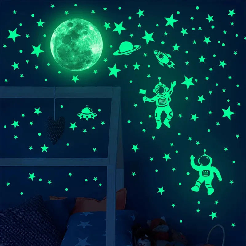 Astronaut Luminous Wall Stickers Stars Moon Self-adhesive Wallpaper