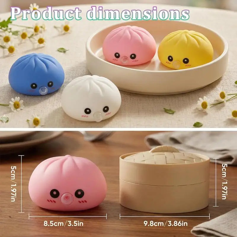 Bubble-Blowing Bun Squeeze Fidget Toy | Cute Dumpling Squish