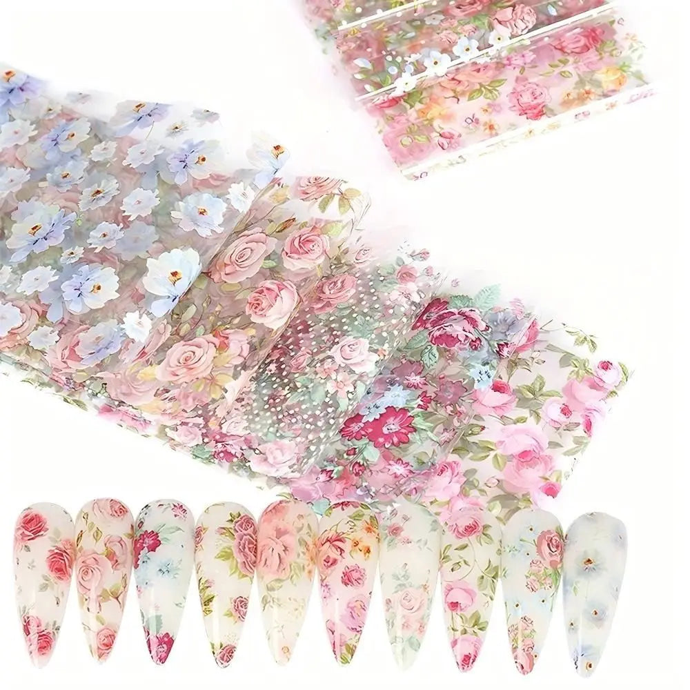 Fashion Mixed Designs Nail Wraps Floral Rose Flower Art Foils Easy Zpaxo