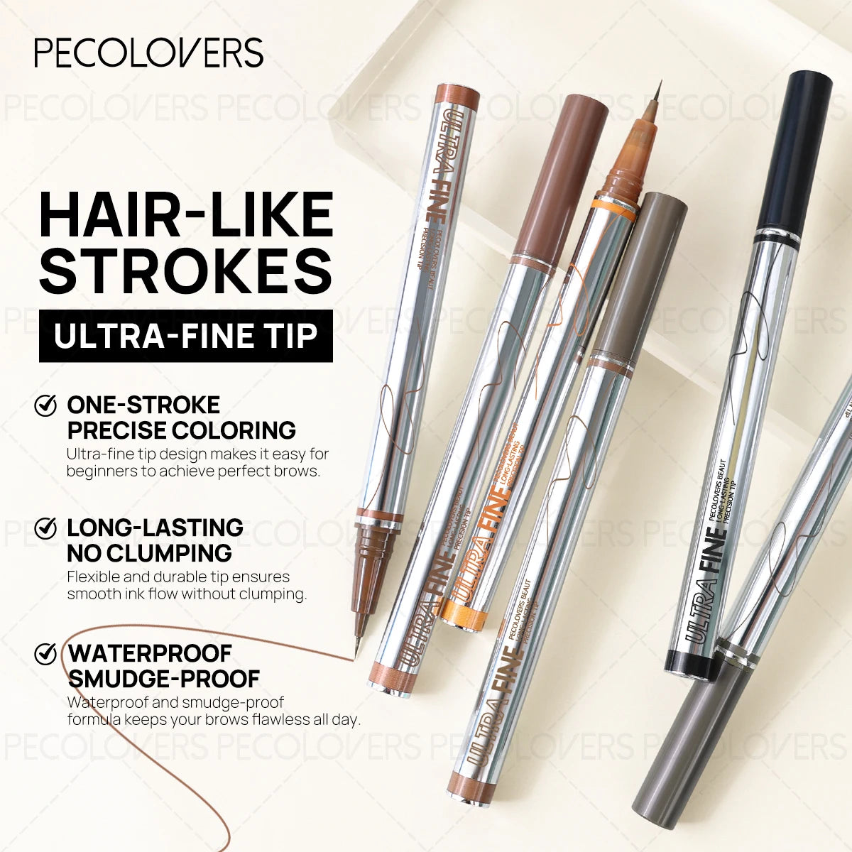 4-Way Slanted Eyebrow Pencil, Waterproof, Sweatproof, Long-Lasting, Non-Blending, Comfortable to Touch, Easy to Carry Zpaxo