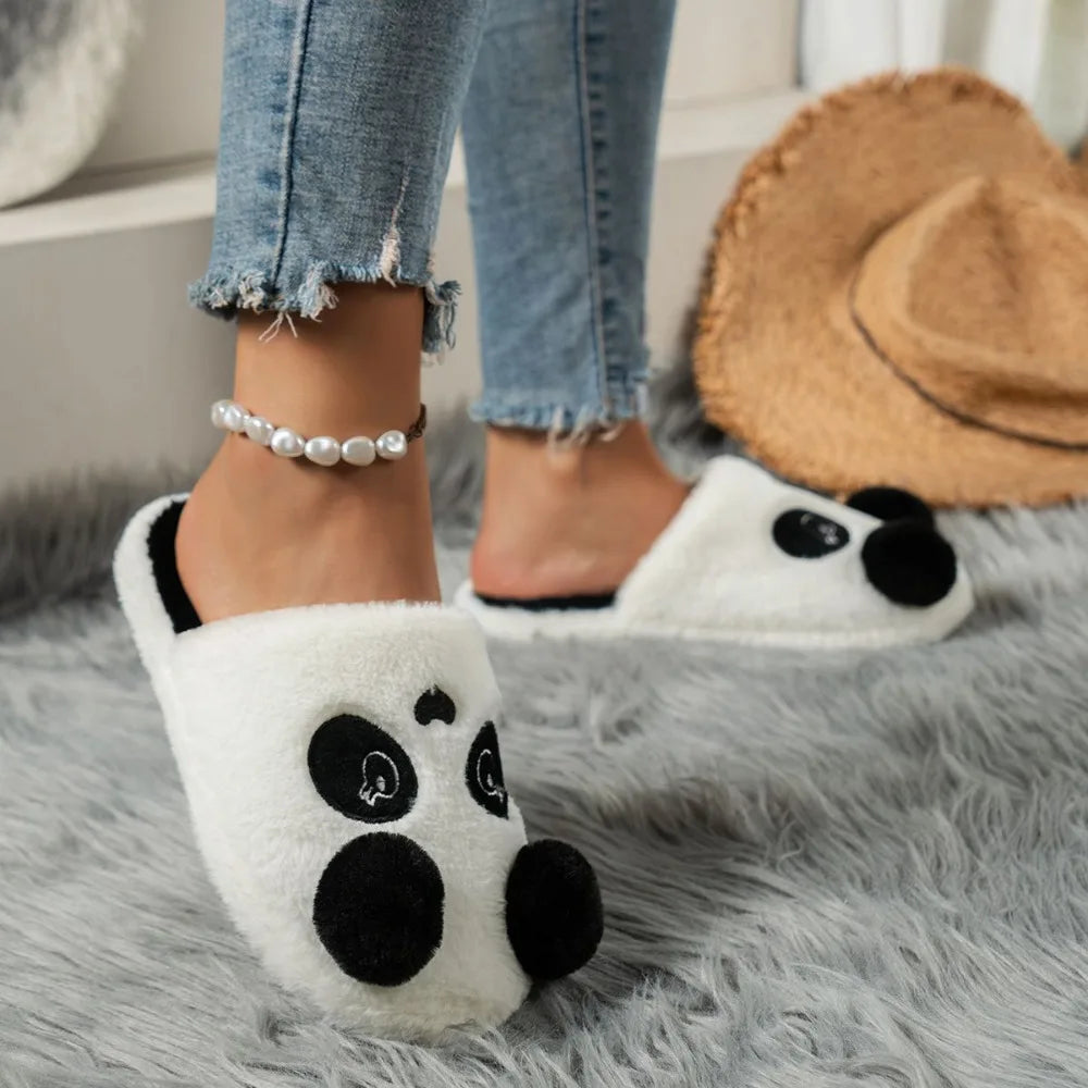 2025 Women's Cotton Slippers Winter Cartoon Panda Plush Indoor Anti