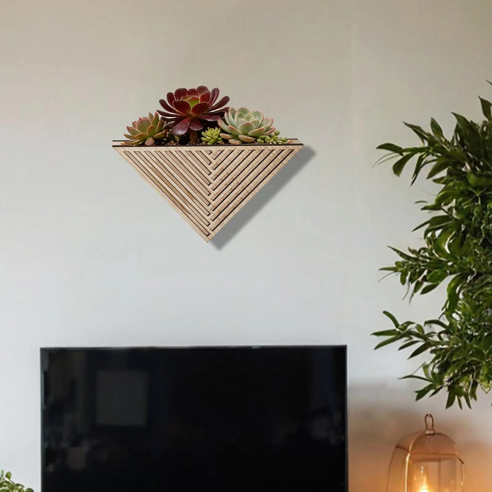 Wall Mounted Plant Pot Wooden Space-Saving Basket Triangle Pot for Outdoor Plants for Small Apartment Garden Balcony Patio Porch Zpaxo
