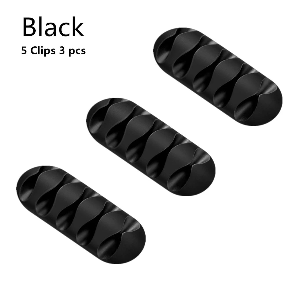 Silicone USB Cable Clip Winder Organizer Round Charger Cord Desk Tidy Zpaxo 5 clips - 3pcs 1