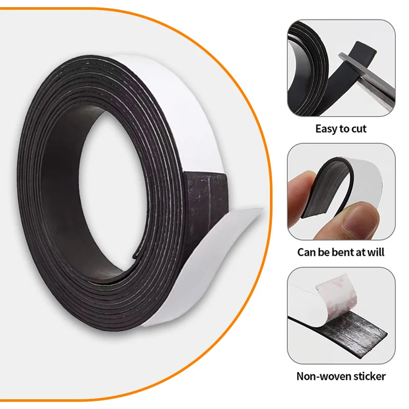 1M Self Adhesive Magnetic Strips Strong Tape Flexible Magnet Strip