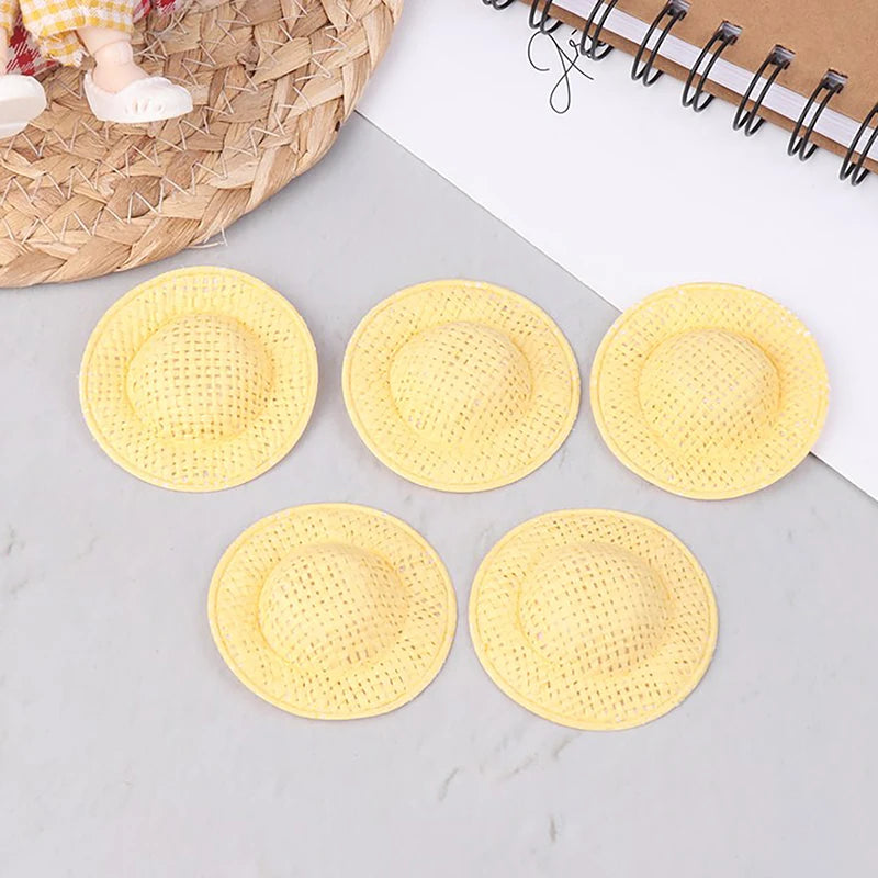Miniature Doll Straw Hats Dollhouse Decor Children Pretend Play Toys Zpaxo Yellow