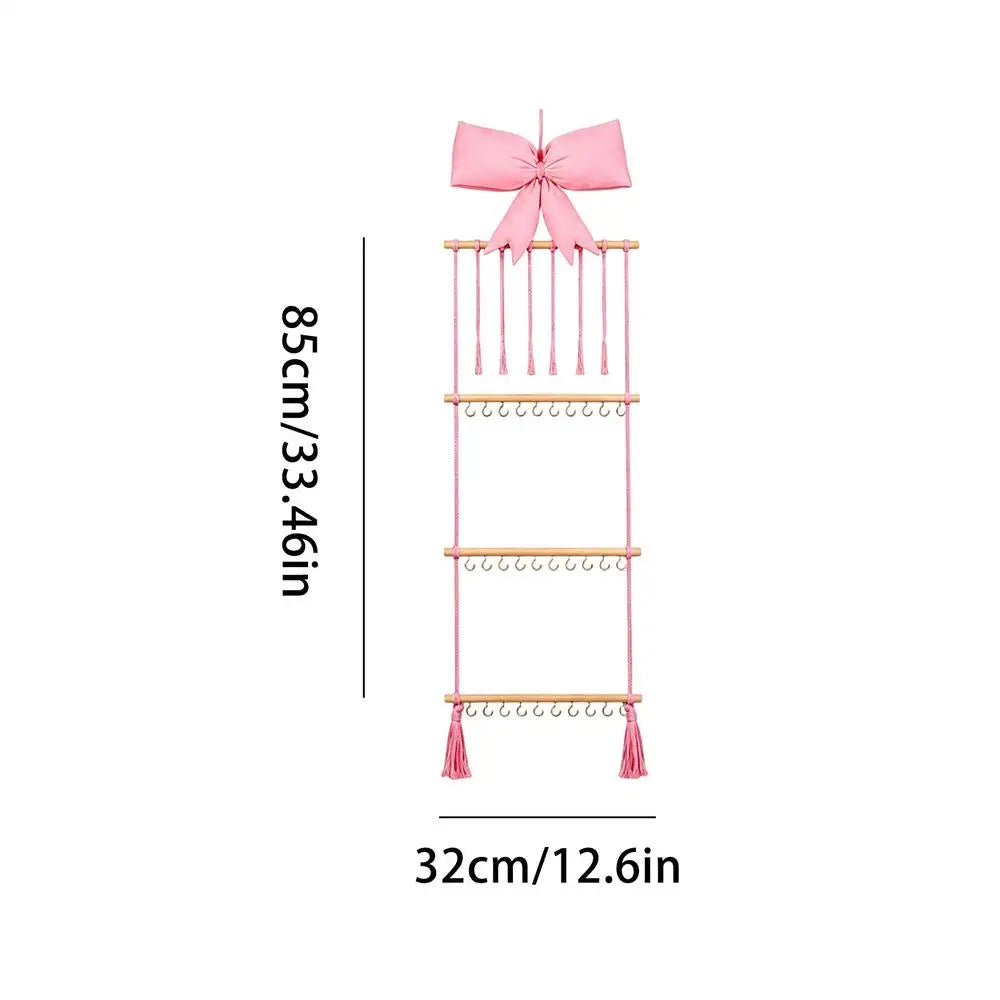 Headband Holder 30 Hooks Cute Pink Bow Multifunctional Funny Hair