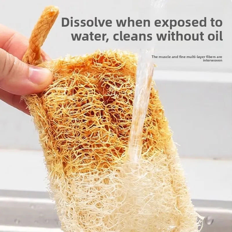Double Layer Natural Loofah Sponge Dish Scrubber Vegetable Fiber
