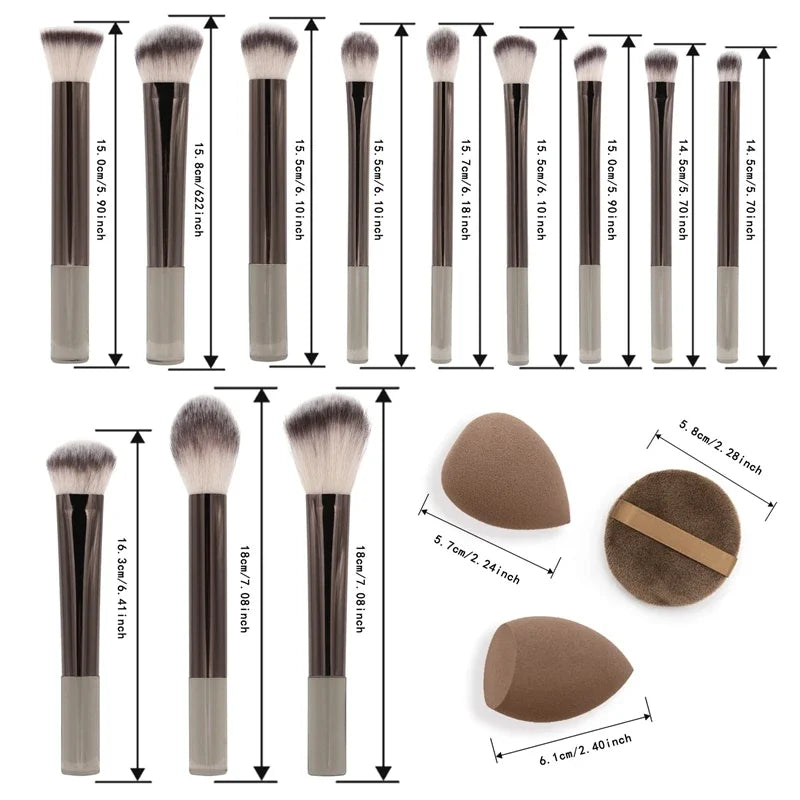 Professional Soft Aluminum Tube Makeup Brush Velvet Bag Foundation